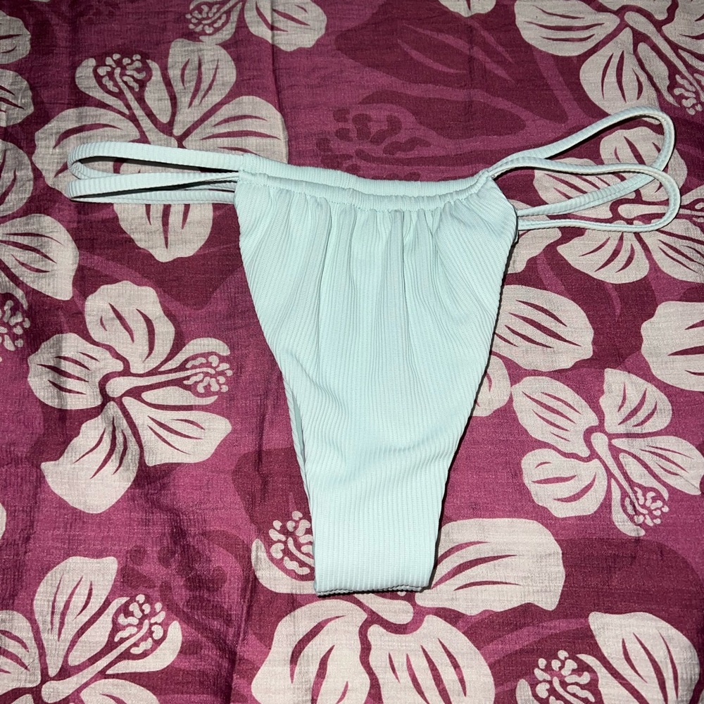 Tai Swim Bottoms Light Blue Ribbed Bikini Bottom